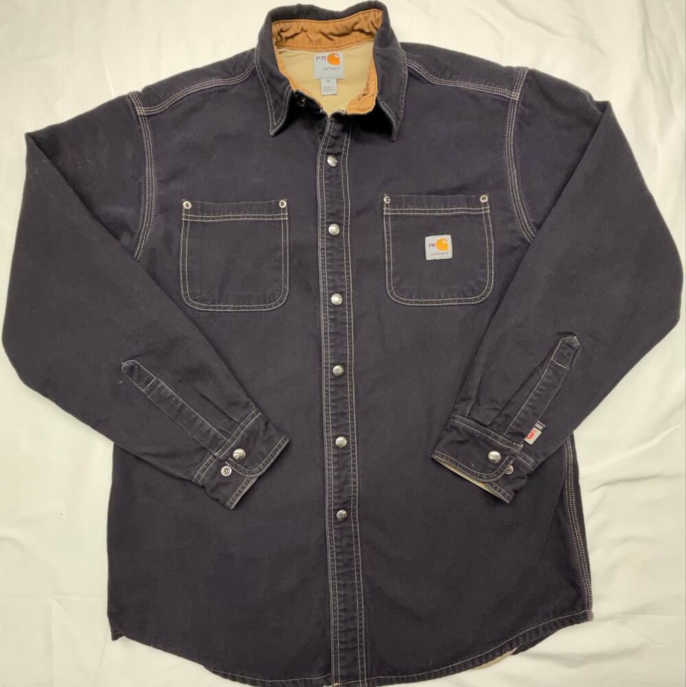 Carhartt FR Flame Resistant Men’s M Black Snap Front Work Shirt Heavyweight